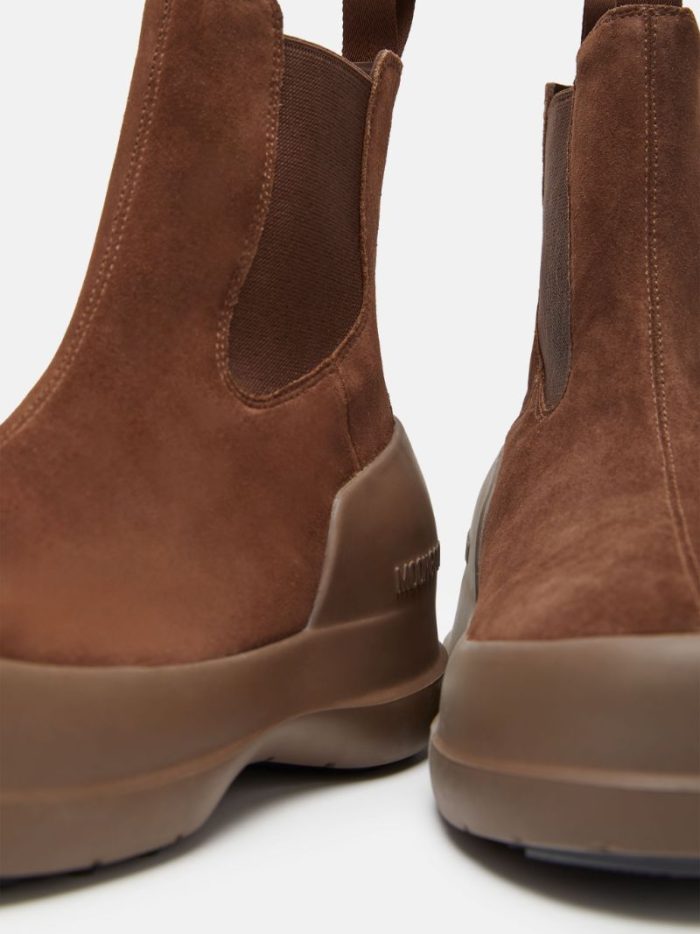MOON BOOT Luna brown suede chelsea boots Brown - Image 3