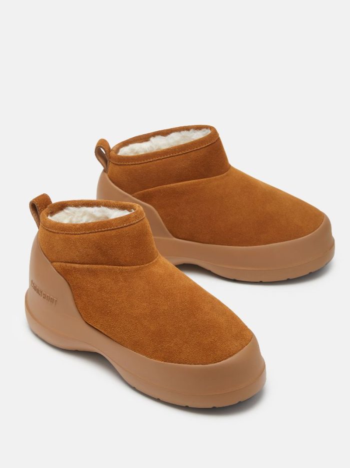 MOON BOOT Luna low suede boots Camel - Image 4