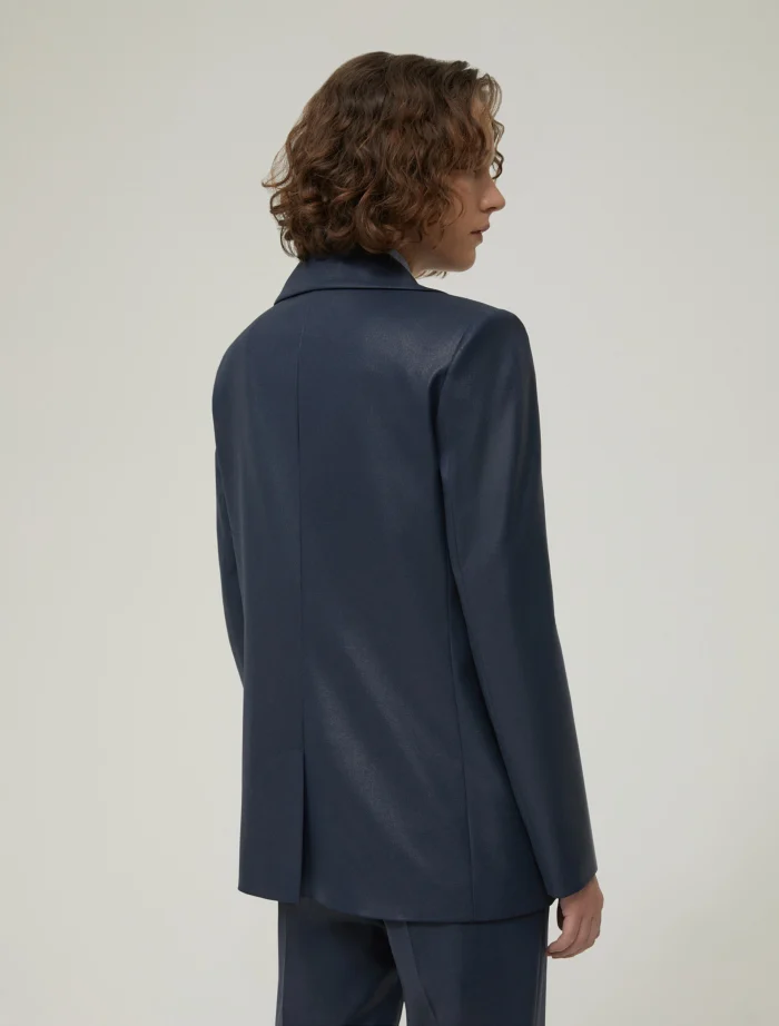 1046175202002-c-eufemia PENNY BLACK Laminated fabric blazer Navy - Image 3