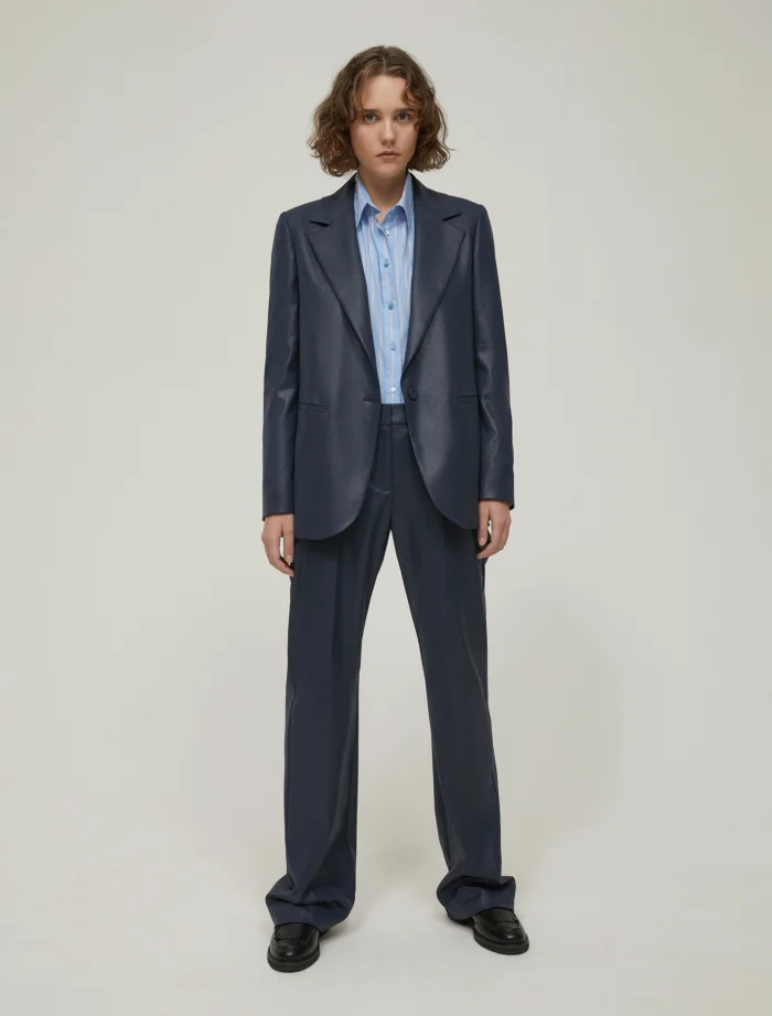 PENNY BLACK Laminated fit-and-flare trousers Navy - Image 5
