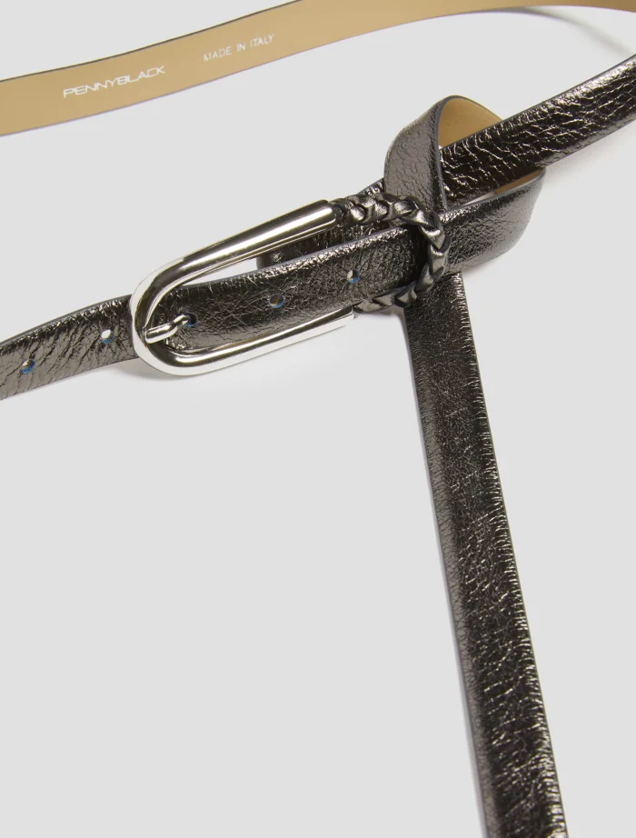 PENNY BLACK Thin leather belt Dark grey - Image 2