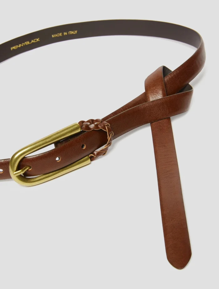 PENNY BLACK  Thin leather belt Tobacco - Image 2
