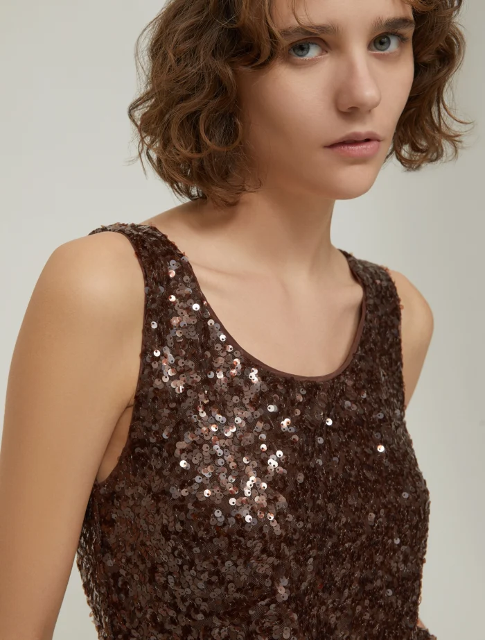 PENNY BLACK Sequin vest top Brown - Image 3