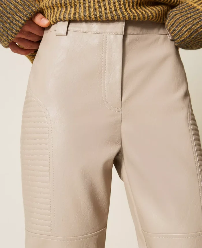 ACTITUDE Faux leather biker trousers Chalk Grey - Image 2