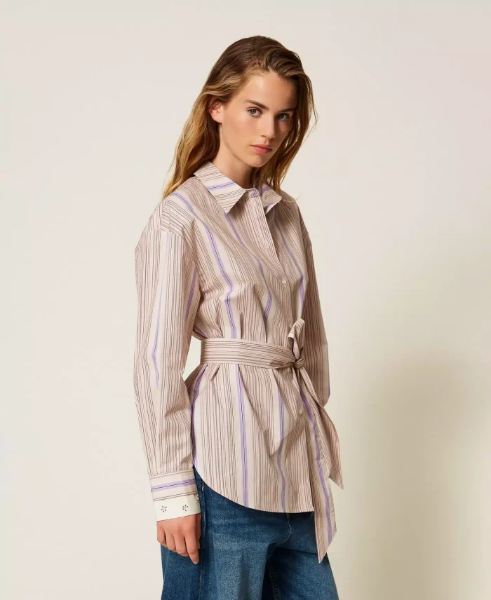 ACTITUDE Striped recycled cotton shirt Micro Stripe Print - Image 2
