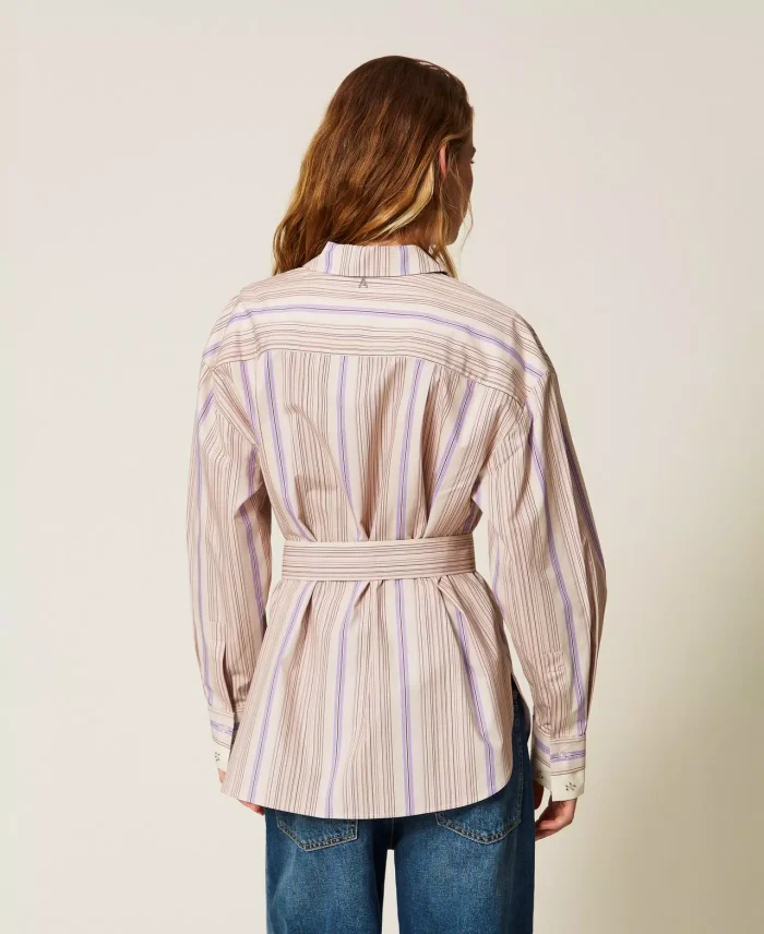 ACTITUDE Striped recycled cotton shirt Micro Stripe Print - Image 3