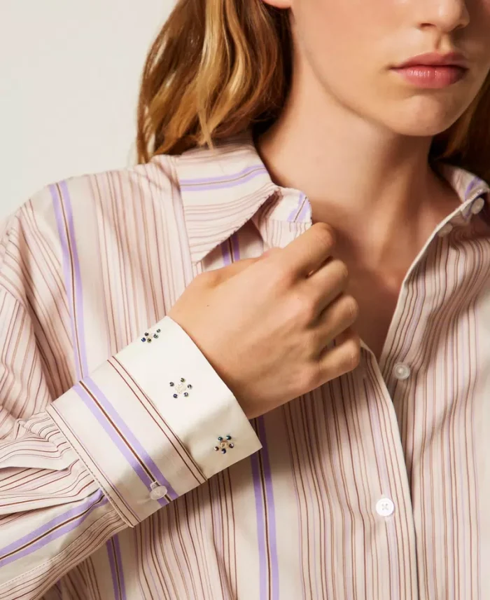 ACTITUDE Striped recycled cotton shirt Micro Stripe Print - Image 4