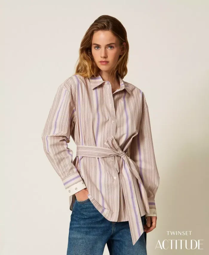 252AP2340_12666_PA ACTITUDE Striped recycled cotton shirt Micro Stripe Print - Image 1