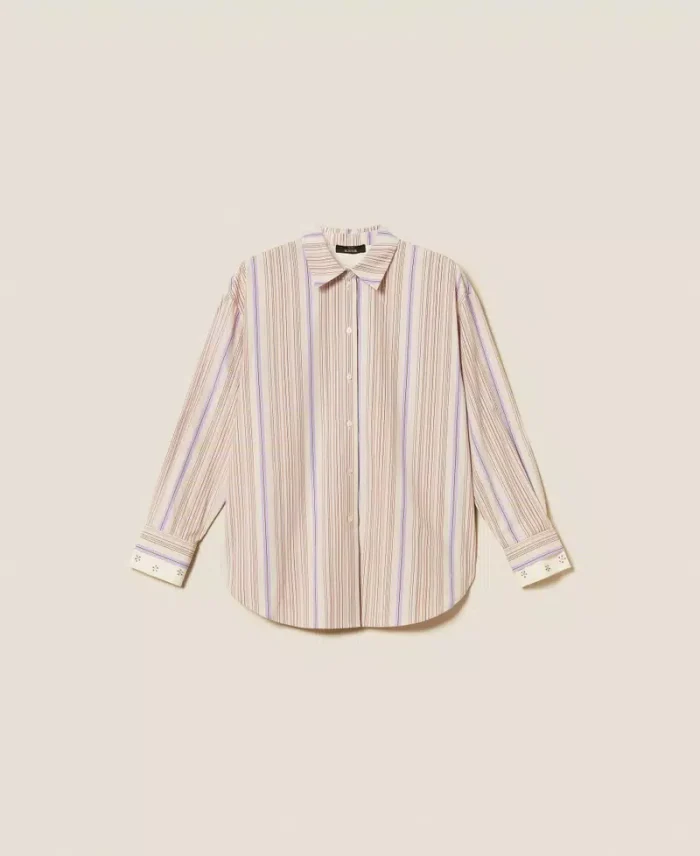 ACTITUDE Striped recycled cotton shirt Micro Stripe Print - Image 6