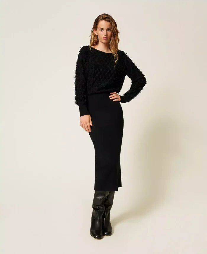252AP3201_00006_01 ACTITUDE Midi dress with fringes Black - Image 2