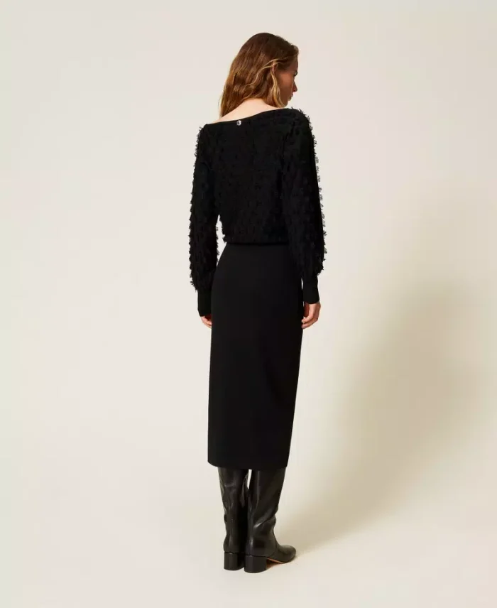 252AP3201_00006_03 ACTITUDE Midi dress with fringes Black - Image 5