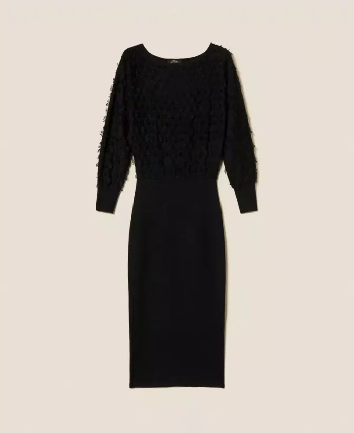 252AP3201_00006_S0 ACTITUDE Midi dress with fringes Black - Image 8