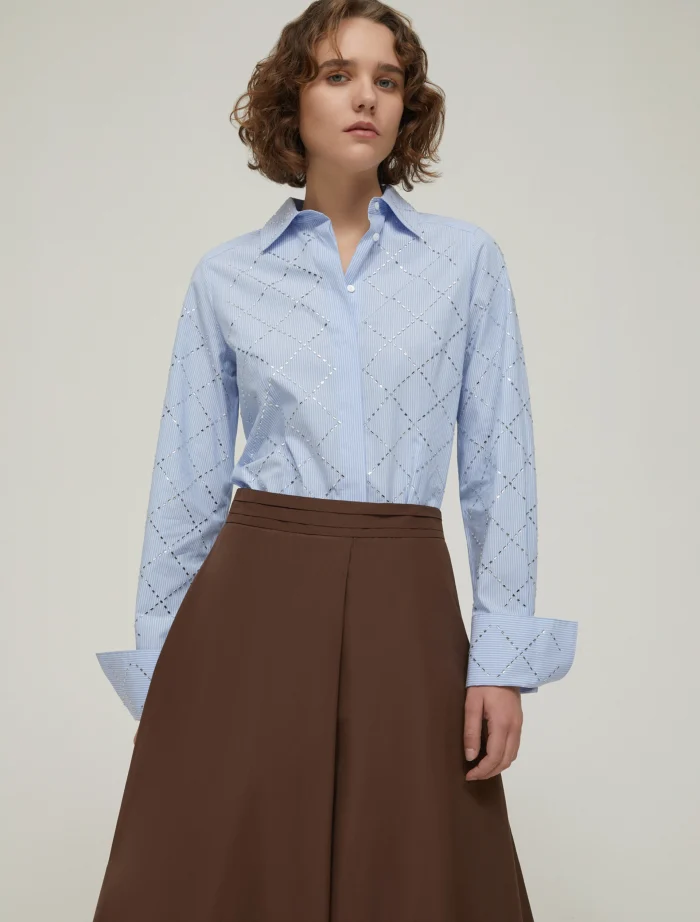 1116085302002-a-toast PENNY BLACK Slim-fit rhinestone shirt Light blue - Image 1