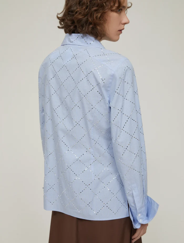 PENNY BLACK Slim-fit rhinestone shirt Light blue - Image 3
