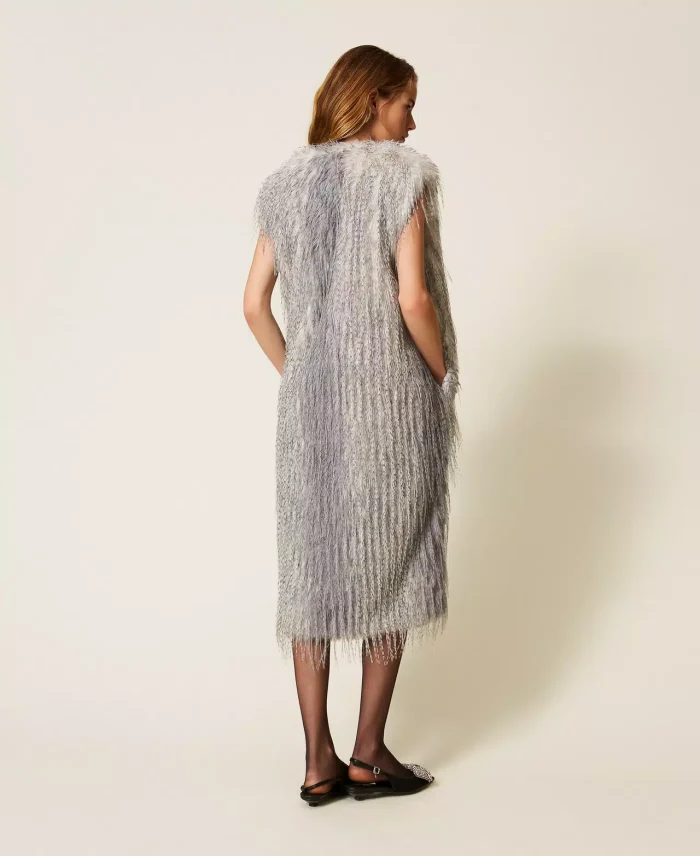 ACTITUDE Long faux fur sleeveless jacket Shaded Grey Ash - Image 5