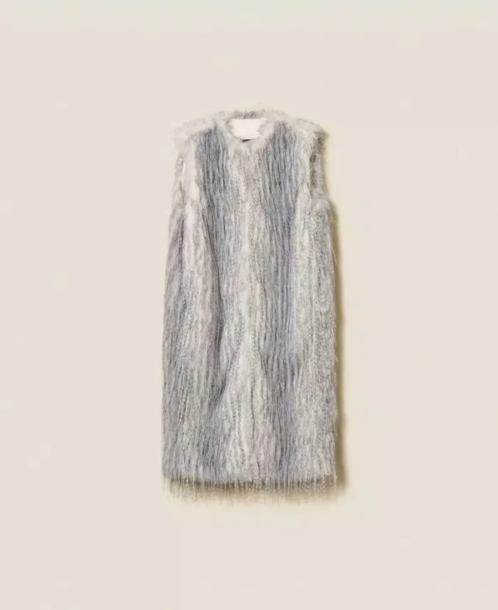 ACTITUDE Long faux fur sleeveless jacket Shaded Grey Ash - Image 6