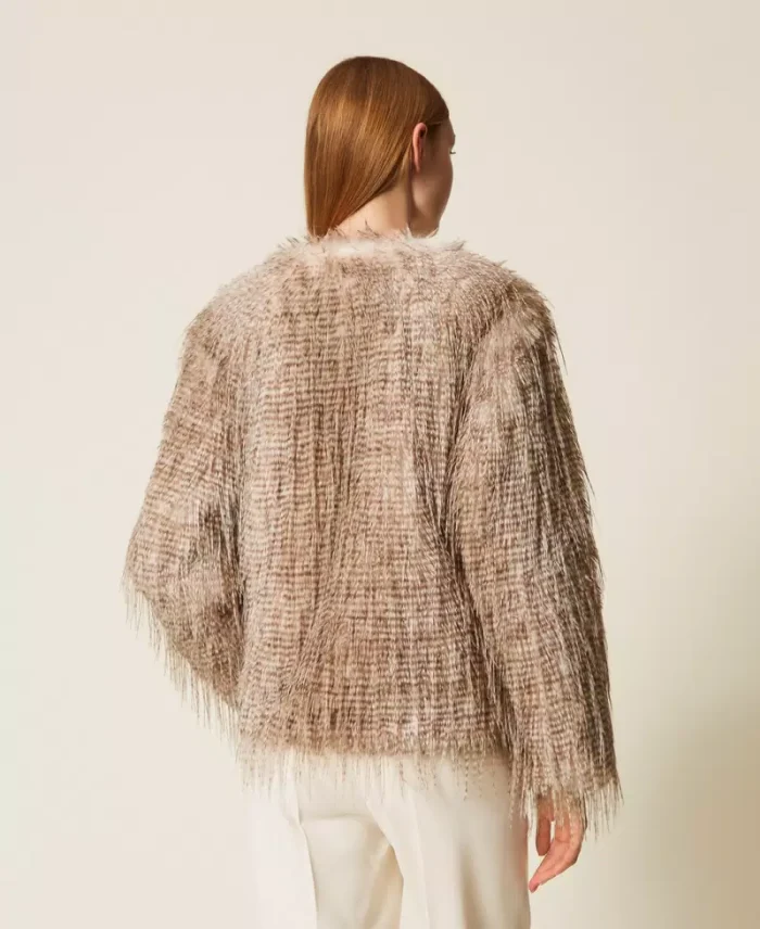 ACTITUDE Faux fur printed jacket Shaded Toasted Coconut - Image 4