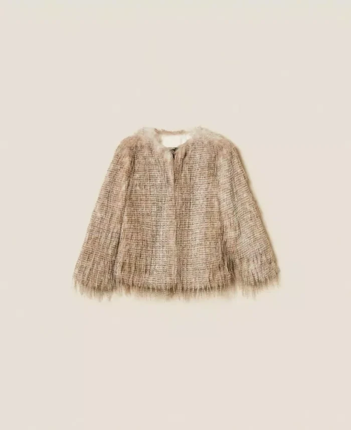 ACTITUDE Faux fur printed jacket Shaded Toasted Coconut - Image 7