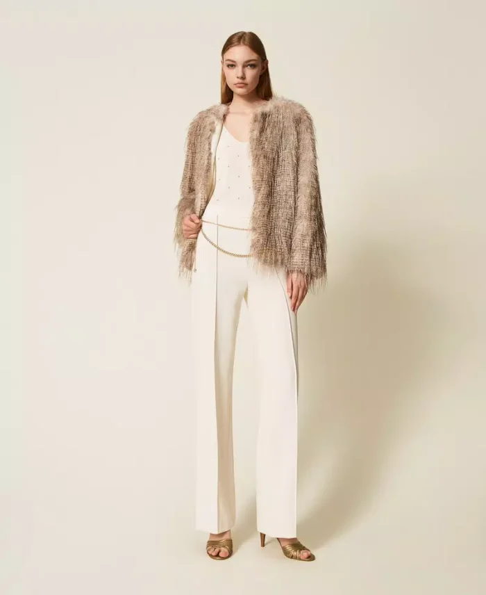 ACTITUDE Faux fur printed jacket Shaded Toasted Coconut - Image 6