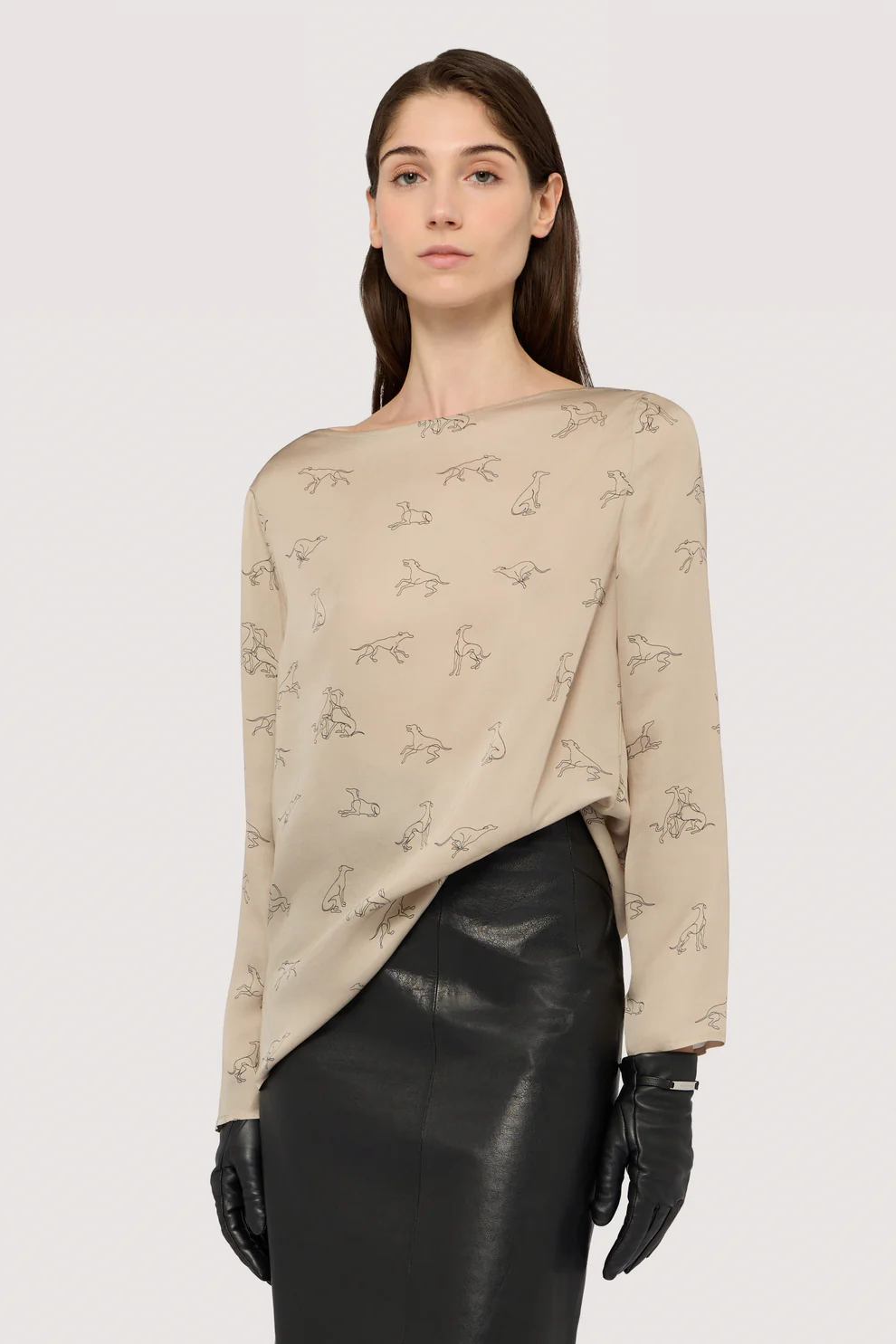 2538A201180N0R_01I TRUSSARDI Gentle Society all-over print blouse Beige - Image 1