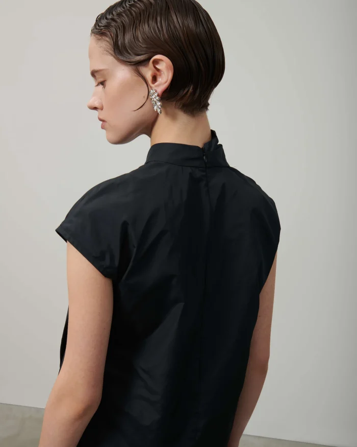 BEATRICE Taffeta top with scarf Graphite - Image 2