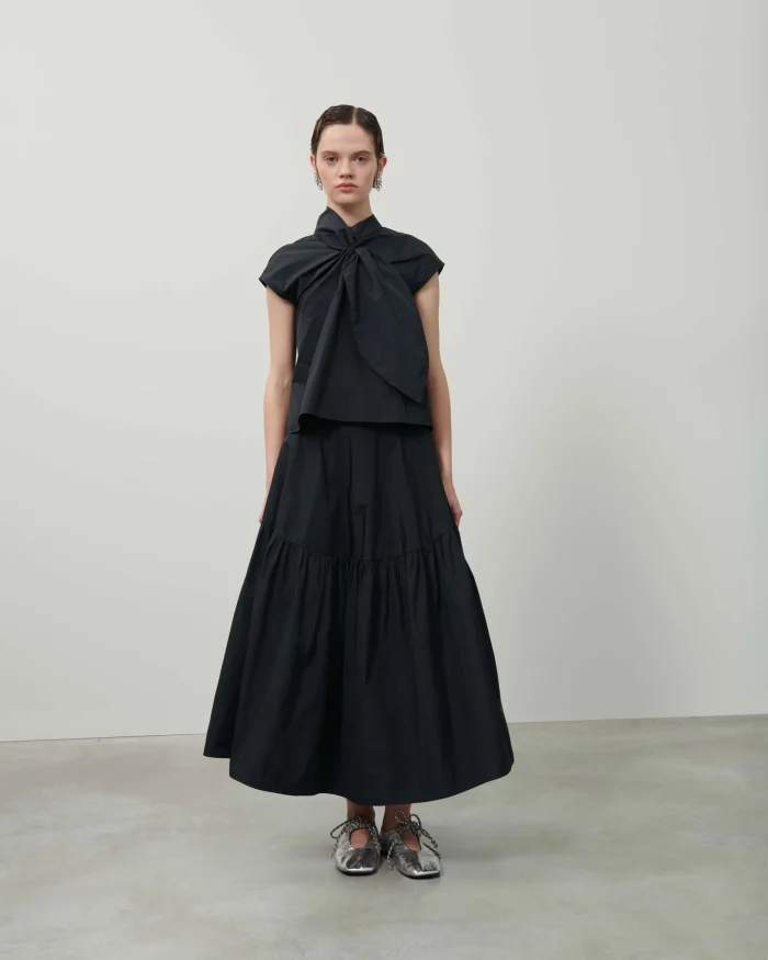 BEATRICE Taffeta top with scarf Graphite - Image 4