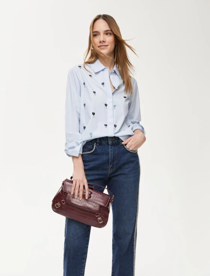 i BLUES Jewel embroidered shirt Light Blue - Image 4