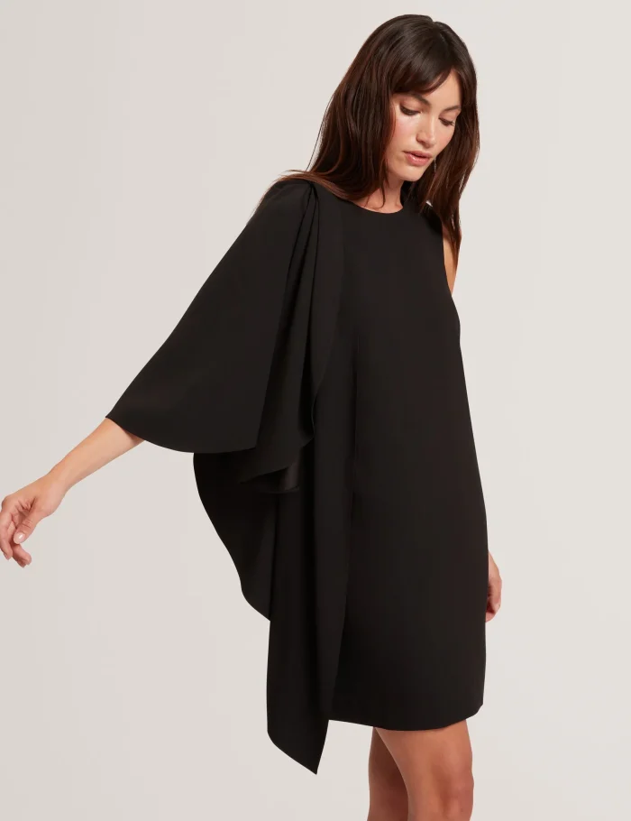 Special_JPG-281123_BLACK_1 TED BAKER Waterfall Drape Sleeve Mini Dress Black - Image 3