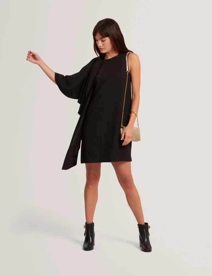 Special_JPG-281123_BLACK_2 TED BAKER Waterfall Drape Sleeve Mini Dress Black - Image 4