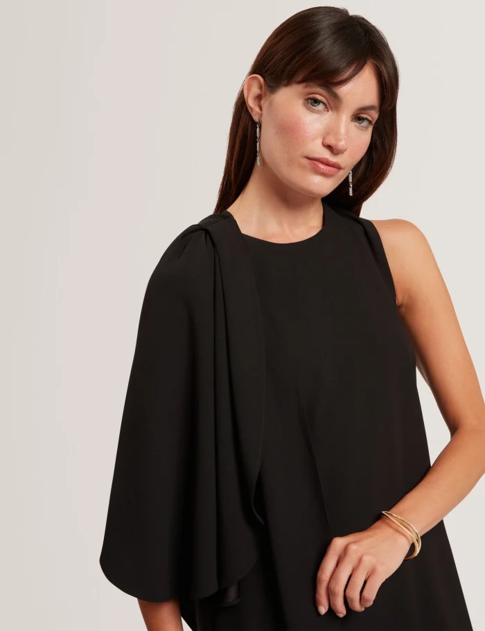 Special_JPG-281123_BLACK_4 TED BAKER Waterfall Drape Sleeve Mini Dress Black - Image 2