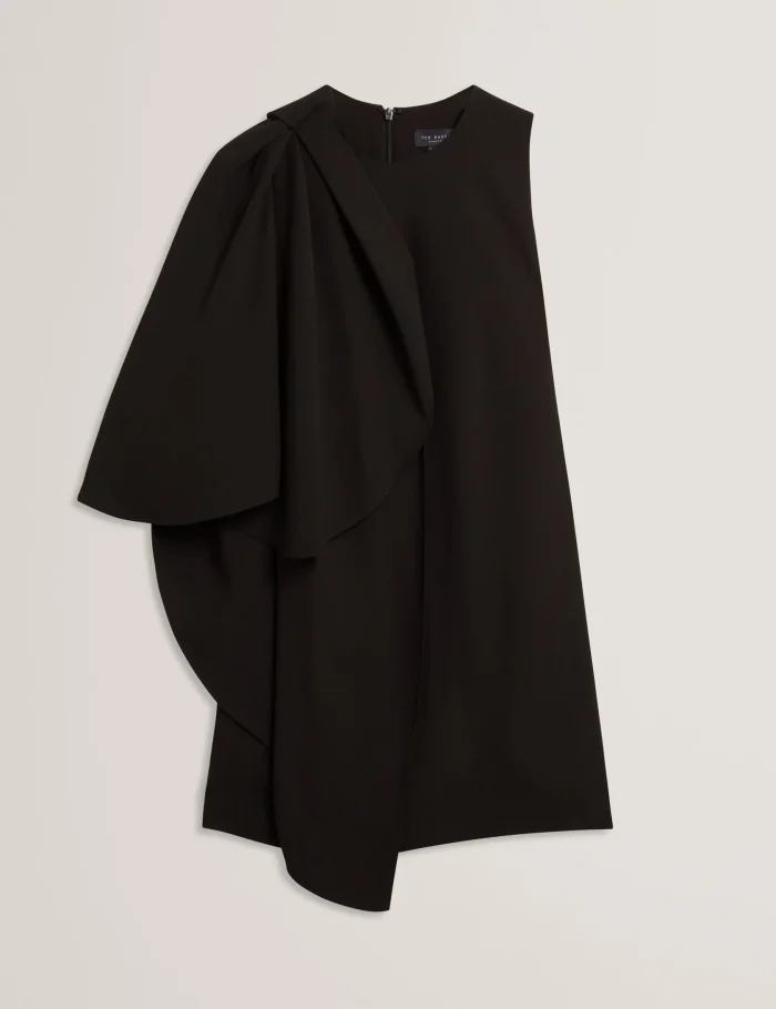 Special_JPG-281123_BLACK_9 TED BAKER Waterfall Drape Sleeve Mini Dress Black - Image 7