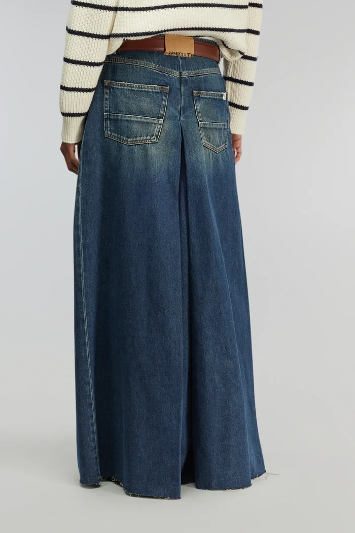 SEMICOUTURE Trouser skirt Filipa Blue stone wash - Image 3