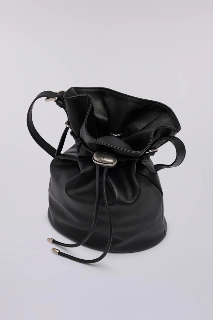 TRUSSARDI Medium Amuleto bucket bag in nappa leather Black - Image 4