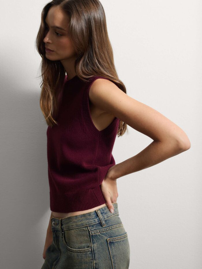 STEFANEL Burgundy wool blend tank top regular fit - Image 2