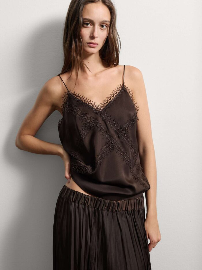 003566745_SF STEFANEL Brown Slim Fit Pure Viscose Blouse - Image 1