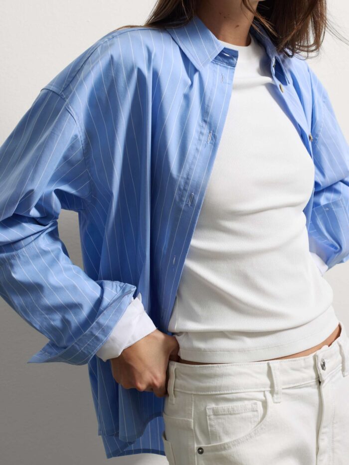 STEFANEL Multicolour Cotton Blend Regular Fit SIRT Soft Blue - Image 2