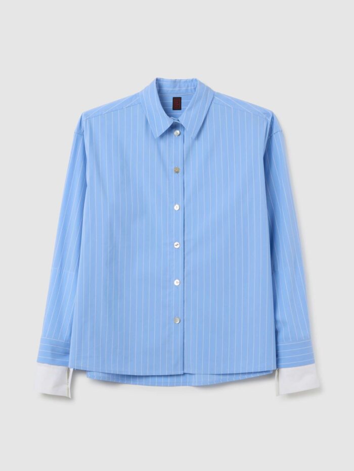 STEFANEL Multicolour Cotton Blend Regular Fit SIRT Soft Blue - Image 6