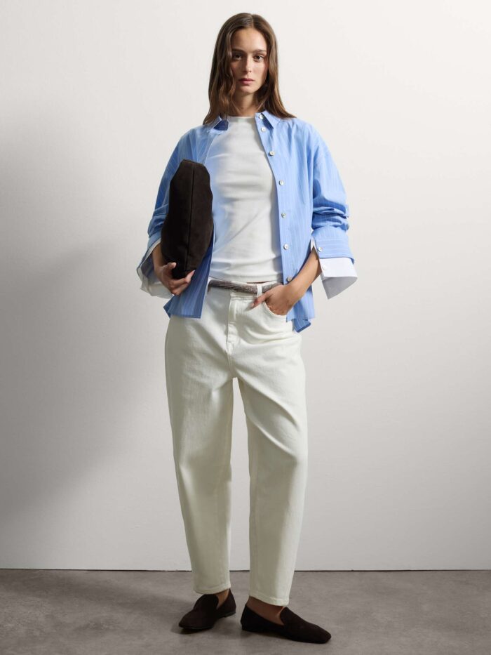 STEFANEL Multicolour Cotton Blend Regular Fit SIRT Soft Blue - Image 3