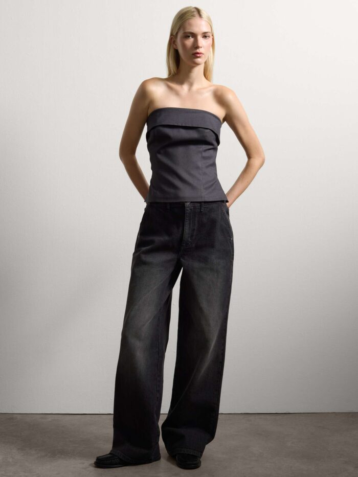 003567205_SL STEFANEL Black Stretch Cotton Baggy Jeans - Image 1