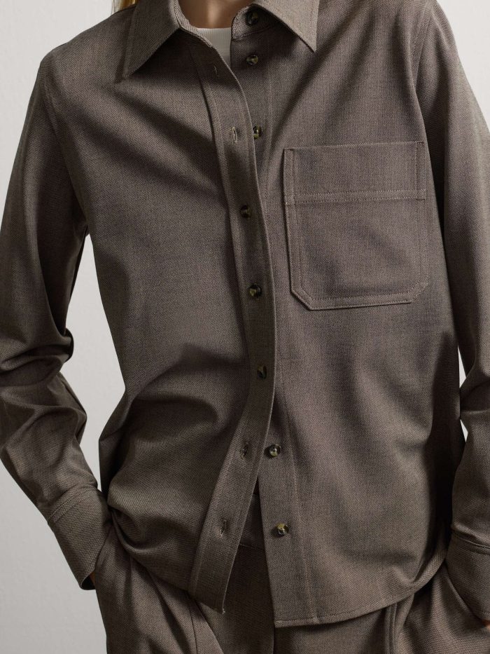 STEFANEL Brown Long-Sleeved Modal Shirt Antelope Brown - Image 2