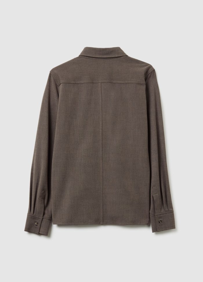 STEFANEL Brown Long-Sleeved Modal Shirt Antelope Brown - Image 7