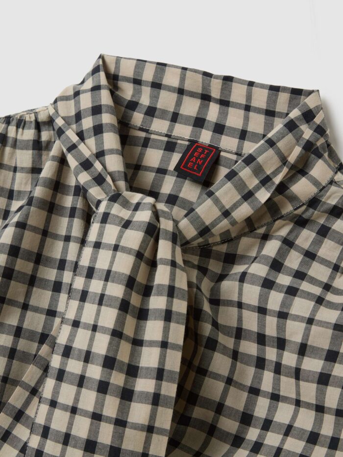STEFANEL Beige shirt with black checks in pure cotton regular fit - Image 4