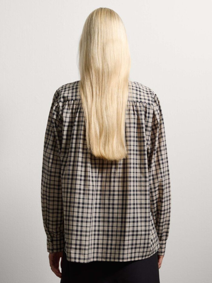 STEFANEL Beige shirt with black checks in pure cotton regular fit - Image 5