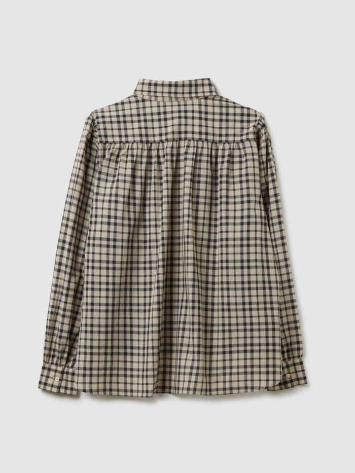 STEFANEL Beige shirt with black checks in pure cotton regular fit - Image 7