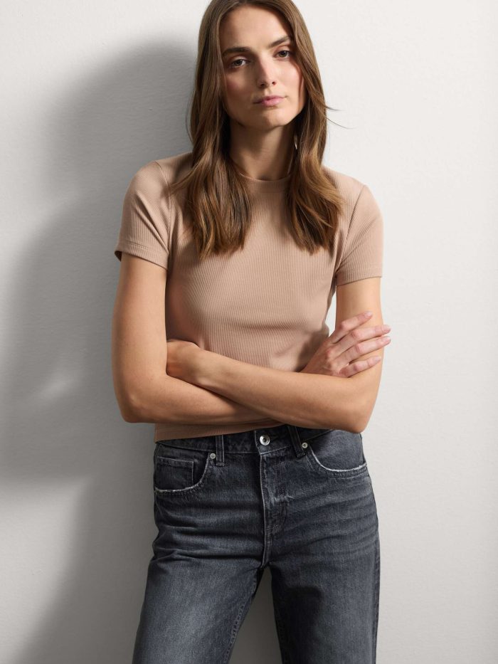 003567411_SF STEFANEL Slim fit beige cotton T-shirt Natural - Image 1