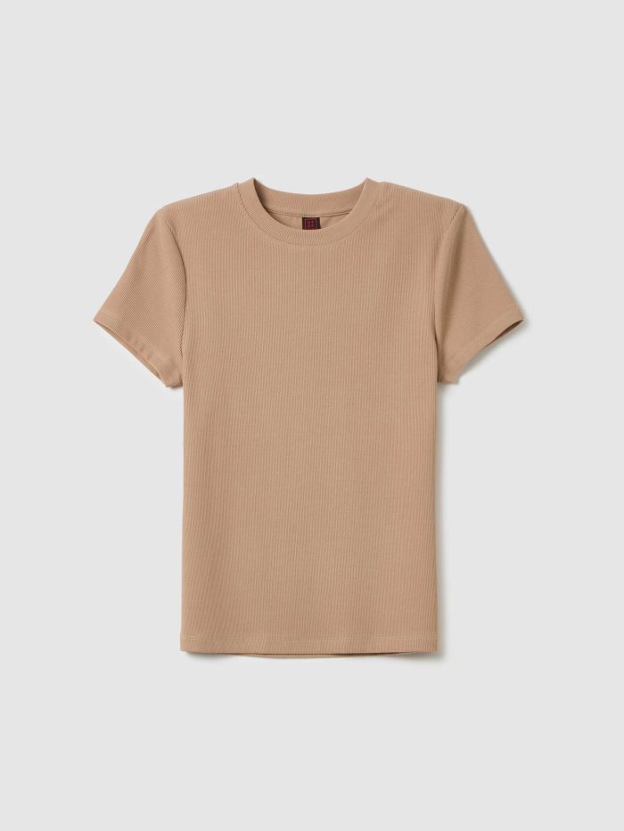 STEFANEL Slim fit beige cotton T-shirt Natural - Image 6