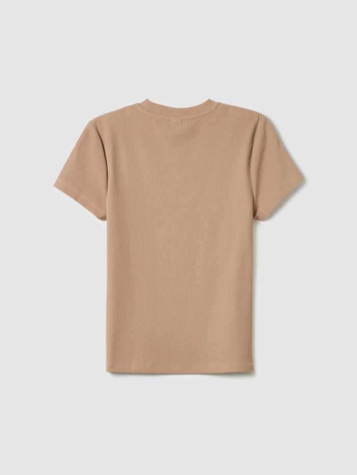 STEFANEL Slim fit beige cotton T-shirt Natural - Image 7