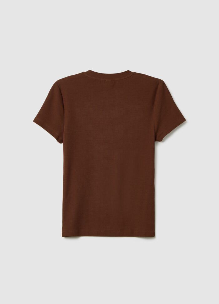STEFANEL Slim fit brown stretch cotton T-shirt - Image 7