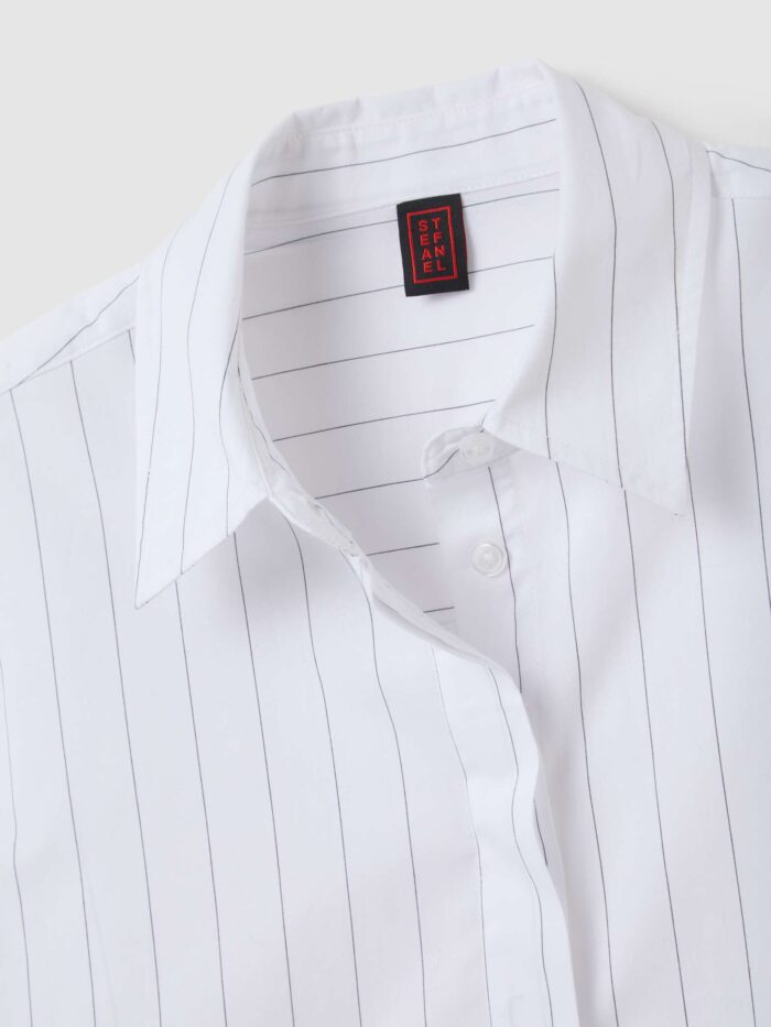 STEFANEL White Striped Cotton Shirt Regular Fit - Image 4