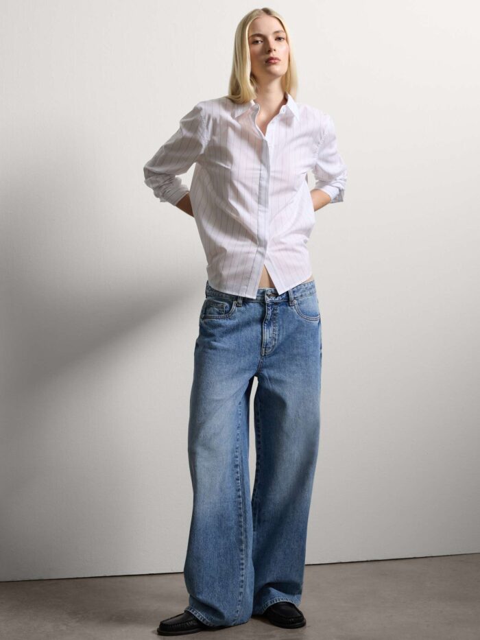 STEFANEL White Striped Cotton Shirt Regular Fit - Image 3